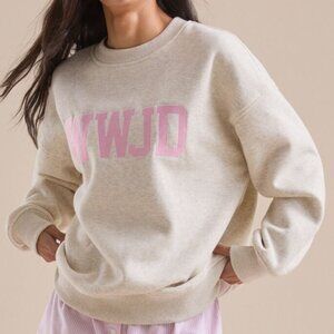 WWJD Embroidered Sweatshirt Size XL What Would Jesus Do Gray Pink Altar'd State